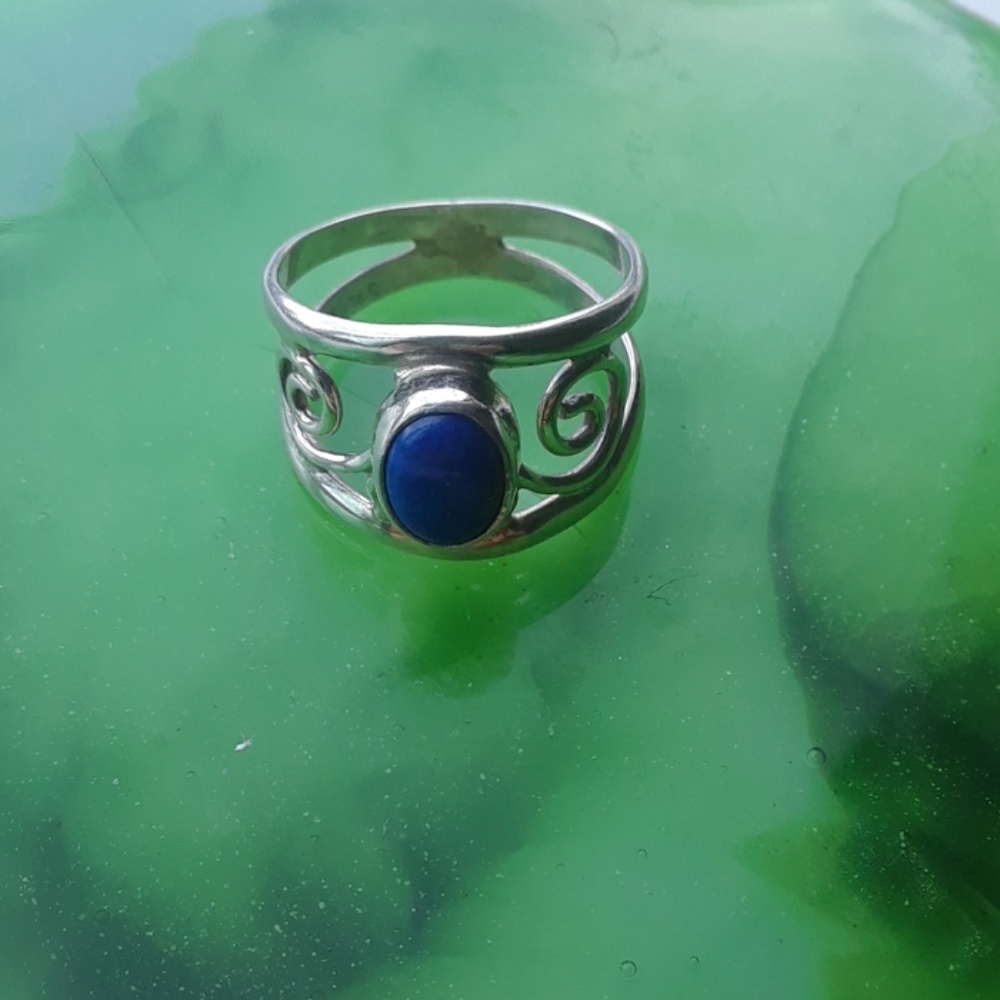 Sterling Silver Ring with Blue Stone